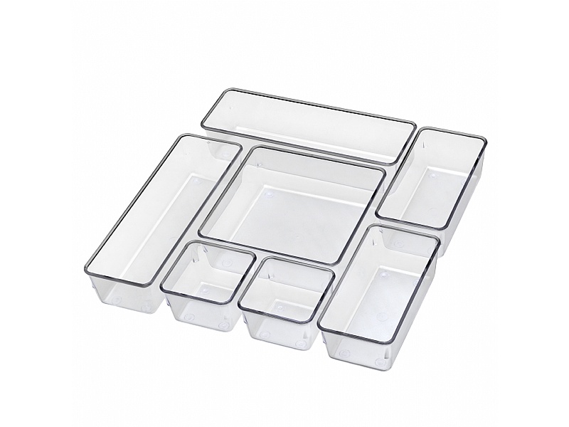 Acrimet Desk Drawer Organizer Clear Crystal 7 Pack 4 Sizes 975.0