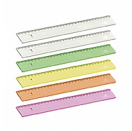 Ruler 30 cm - 6 pack units (CLEAR and NEON colors)